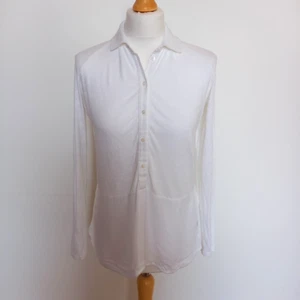 Camicia Popover The White Company UK 4-6 in jersey di cotone bianco con pannello a contrasto - Foto 1 di 6
