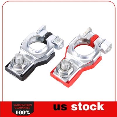 Pair Car Battery Terminal Clamp Connectors Positive Negative Release Disconnect - Image 1 of 4