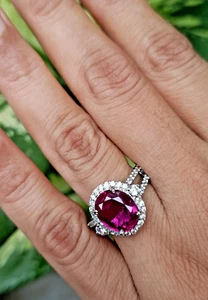 4Ct Oval Turmalin Simulierte Diamant Verlobungsring 14K Weißgold Beschichtet - Bild 1 von 10