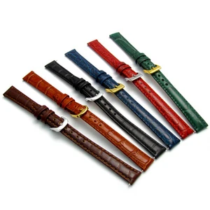 Correa de reloj de cuero de grano de cocodrilo acolchada de colores 10 mm 12 mm 14 mm ¡6 colores! D016 - Imagen 1 de 13