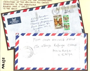 SOMALIA CIVIL WAR Covers{2} Forwarded KENYA *ICRC* RED CROSS 1992 Cachets MAL698 - Picture 1 of 12