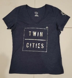 Majestic MLB Fan Fashion Minnesota Twins “Twin Cities” Blue Tee XL - Picture 1 of 6