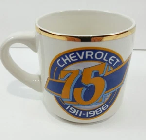 Tazza caffè vintage Chevrolet 75° anniversario - 1911-1986 bordo oro - Foto 1 di 3