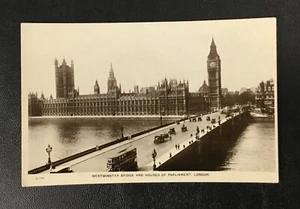 VTG 1930's Houses of Parliament & Westminster Bridge Bromide Photograph Postcard - Picture 1 of 2
