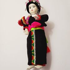 Vintage Thailand Porcelain Ceramic Tribal Mother & Baby Figurine Doll 13" Tall 