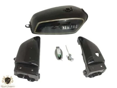 Ajuste para Yamaha Rx100 Rx125 tanque negro con tapa de panel lateral grifo y emblema S2u Foto 1 de 4