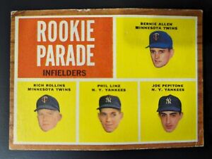 1962 Topps ROOKIE PARADE: BERNIE ALLEN/ RICH ROLLINS/ LINZ/ PEPITONE Card #596