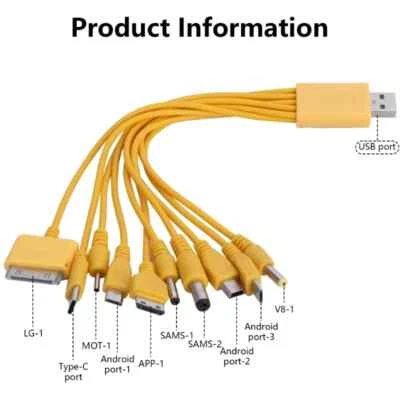 High Quality 10 in 1 Multi-Charger Universal USB Charging Cable Type C, Android - Image 1 of 4