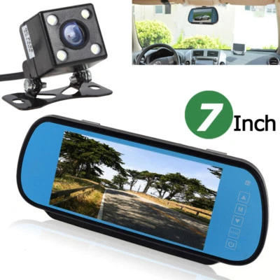 7" LCD Car Rear View Mirror Monitor Night Vision Car Backup Rear View Camera Kit - Image 1 of 4