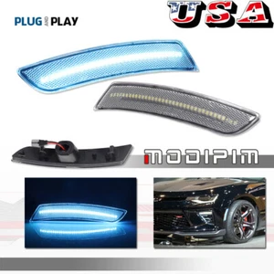 For 2016-2023 Chevy Camaro Clear Ice Blue LED Fender Side Marker Light LH RH Set - Picture 1 of 12