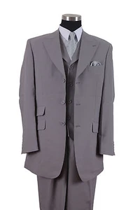 New Men's Fashion Suit with Collared Vest,w/Pleated Pants 8 Colors 905V - Picture 1 of 14