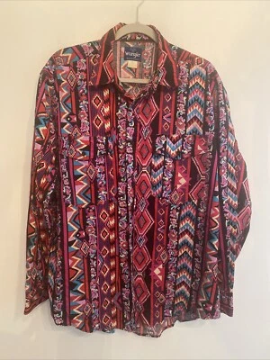 Vintage Wrangler Brushpopper Button Up Western Shirt Long Sleeve Men’s XL - Image 1 of 4
