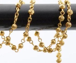 Rosenkranz 4 mm Kreuz Halskette vergoldet Rosenperlen Kruzifix katholisch   - Bild 1 von 2