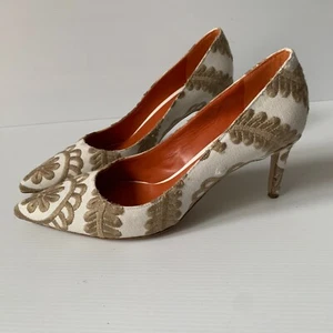 BAMS mid heel court embroidered shoes EU 37 UK 4 VGC pointy toe heels party - Picture 1 of 10