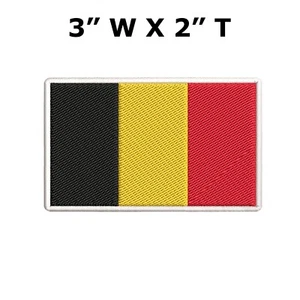 BELGIUM FLAG embroidered iron-on PATCH BELGIAN EMBLEM souvenir applique New - Picture 1 of 9