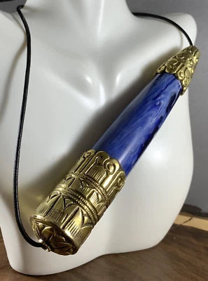 Огромный тибетский синий копал бусина латуни конец крышки ювелирных изделий 6 дюймов - Изображение 1 из 4