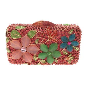 Gold Tone Metal Crystal Rhinestone Clutch Evening Bag HB6254-MUL - Picture 1 of 4