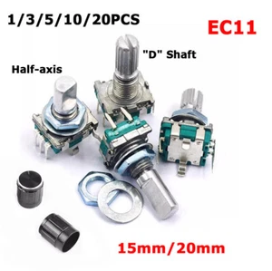 EC11 Rotary Shaft Encoder 5 Pin Audio Digital Potentiometer With Switch 15/20mm - Picture 1 of 14