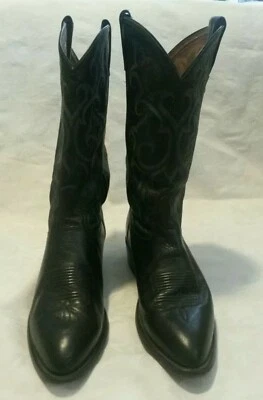 Botas de Vaquero de Cuero Negras Raras Etiqueta Blanca Tony Lama Hechas en EE. UU. para Hombre talla 9.5 D Foto 1 de 4