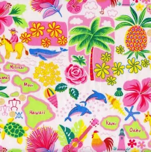 Hawaiian Life Pink Quilt Sew Fabric TRANS-PACIFIC - Picture 1 of 1