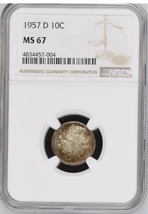 1957-D 10C  Roosevelt Dime NGC MS67   4834457-004 - Picture 1 of 2
