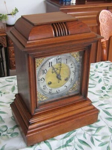 German Oak Table clock 8 Day Movement c 1890's - Picture 1 of 21