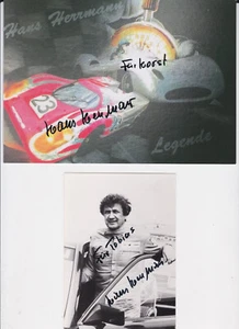 Hans HERRMANN (1928) 2 original sign photo cards 1950s FORMULA ONE / AUTOGRAPHS - Bild 1 von 5
