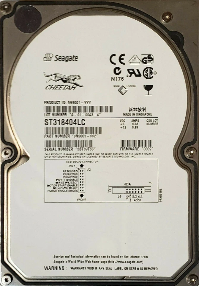 Seagate ST318404LC 3.5" 18.2GB 10K U160 SCSI SCA Hard Drive, 9N9001-YYY - Image 1 of 1