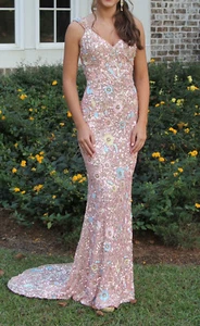 Pink Sherri Hill Floral Prom/Pageant Dress Size 0 - Picture 1 of 3