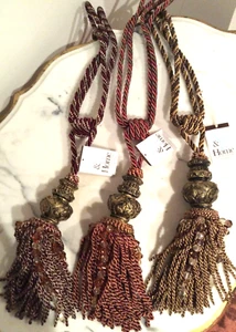 NWT A & B Home Curtain Tiebacks Burgandy, Amber or Taupe 11in (Sold Separately) - Picture 1 of 12