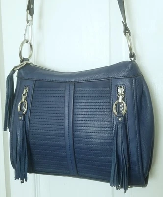 Bolso Bandolera de Cuero Azul B Makowsky Bolso de Hombro Cartera EXCELENTE ESTADO Foto 1 de 4