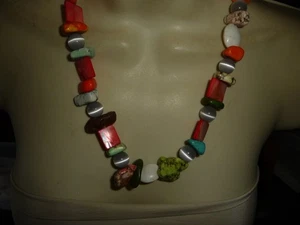 GEMISCHTE NATURSTEIN MOPP PERLEN BUNTES LÄTZCHEN 9 ZOLL L HALSKETTE #29/30 - Bild 1 von 4