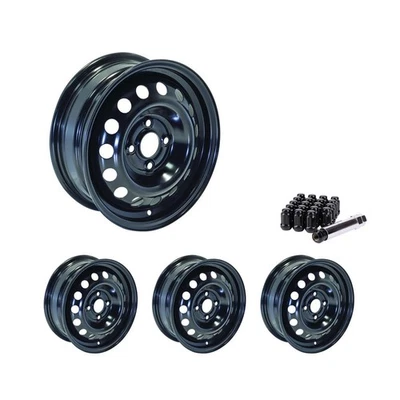 4x100 Set of 4 14" Rims Black Steel Wheel fits 2004-11 Chevrolet Aveo, OEKX RTX - Image 1 of 4