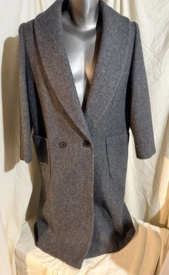 Abrigo largo de colección Ashley Scott 100 % lana chaqueta de trinchera gris ¡BONITO! Foto 1 de 4