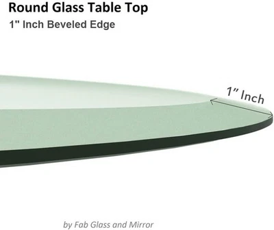 22" Inch Round Glass Table Top 1/2" Thick Tempered Beveled Edge For Coffee Table - Image 1 of 4