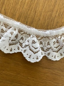 Vintage Ruffled Lace White 3 Yds 33” - 1” Wide New Never Used - Picture 1 of 2