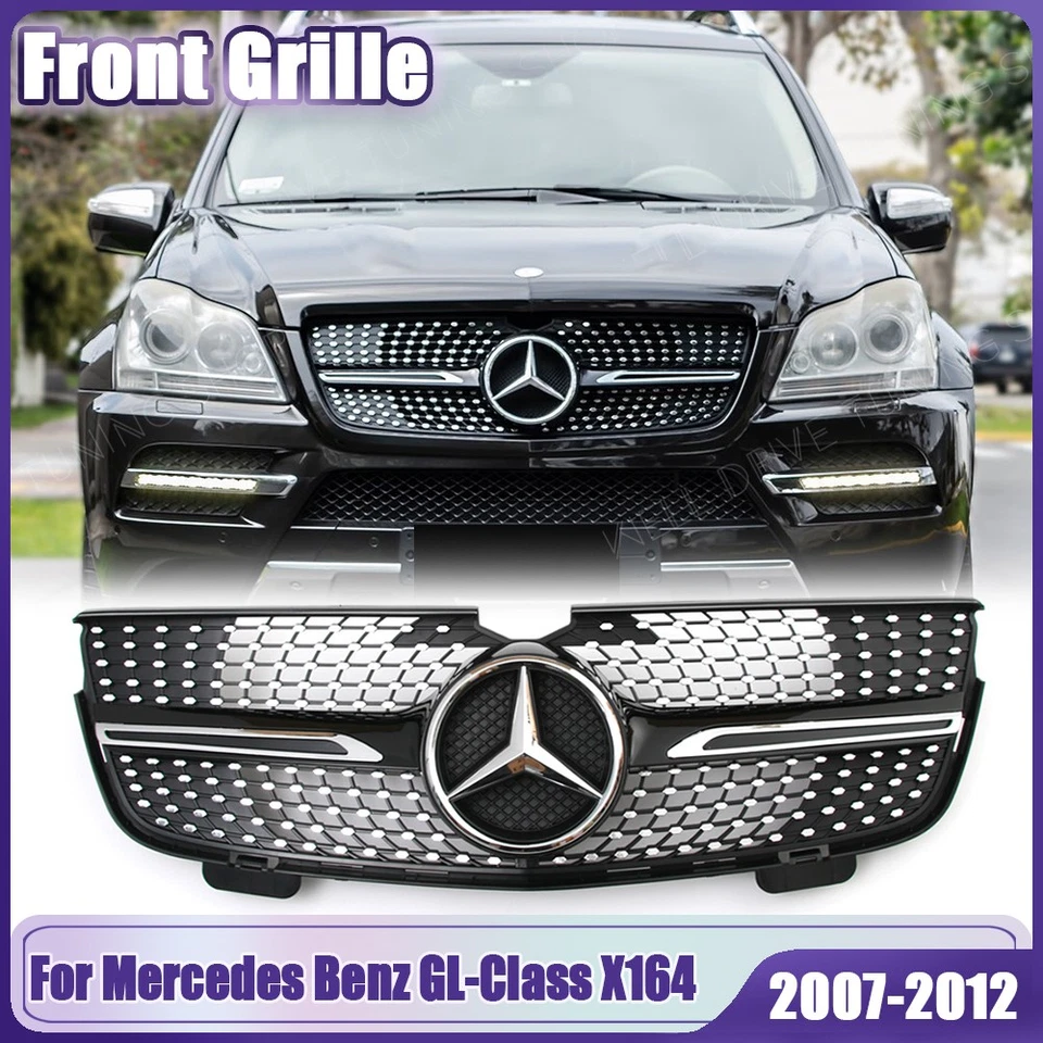 For Mercedes Benz GL-Class X164 07-12 GL320 GL350 GL450 Chrome Black Star Grille - Image 1 of 4