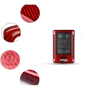 Red Remote Key Fob Cover Case For Cadillac Chevrolet C7 LKC 1 Set Carbon Fiber - Picture 1 of 5