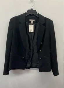 H&m Women Black Long Sleeve Blazer Jacket Sz 10 NWT - Picture 1 of 5