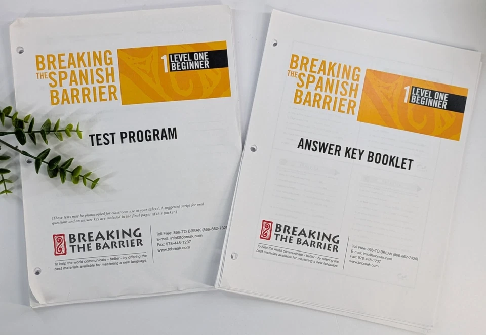 LOT 2📚Breaking the Spanish Barrier Level One Beginner Test Program & Answer Key - Image 1 of 4
