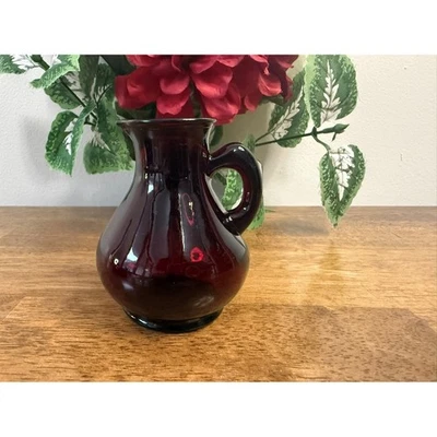 Vintage Avon Ruby Red Glass Mini Pitcher Holiday Decor Collectible - Image 1 of 4