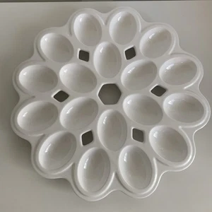 White Porcelain 18 Deviled Egg Serving Platter Plate 12” Excellent Condition - Picture 1 of 5