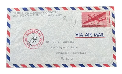 US   WW2  PEARL- HARBOR HAWAII CENSOR SOLDIER POSTAL COVER HISTORY 1942 - Image 1 of 2