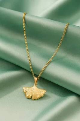 Chico’s Ginkgo Collar Cadena Colgante Circonita cúbica Hoja de Oro Boho Dije De Colección Flor Y2K Foto 1 de 4