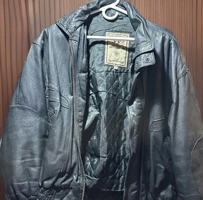 Chaqueta de moto de cuero Winlit vintage para hombre talla mediana negra Foto 1 de 3