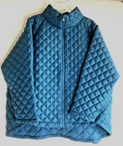 Athleta Sz 3X Whisper Featherless Jacket Teal Quilted Full Front Zip Hip Lo Hem - Picture 1 of 15