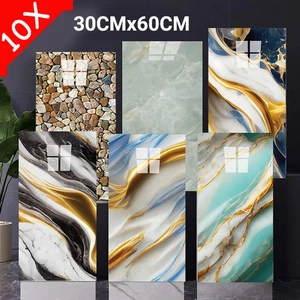 10X Self-Adhesive Marble PET Cladding Wall Stickers for Kitchen Bathroom 30*60CM - Picture 1 of 11