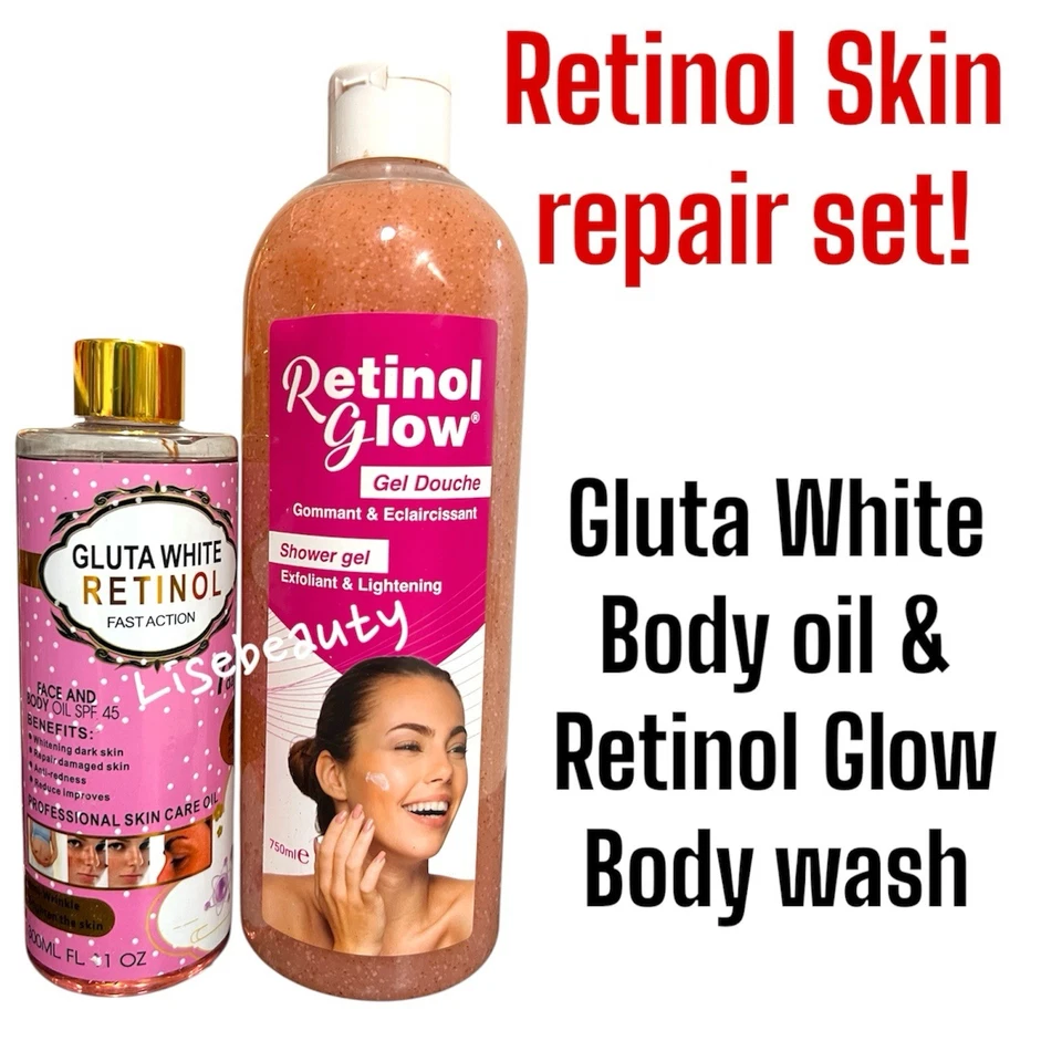 Retinol Glow Gel Anti Wrinkle Exfoliating Body Wash& GLUTA White Repair Body Oil - Image 1 of 1
