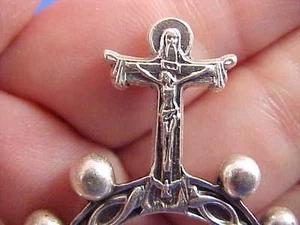 HOLY TRINITY Finger Rosary 1 Decade Silver Metal Healing Pocket Rosary Jesus - Picture 1 of 2