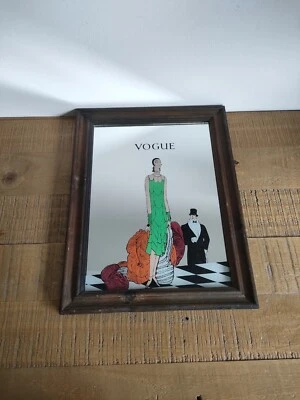 Miroir Publicitaire VOGUE Cadre En Bois - Art Deco Vintage - Couverture Déc 1925 - Photo 1/4